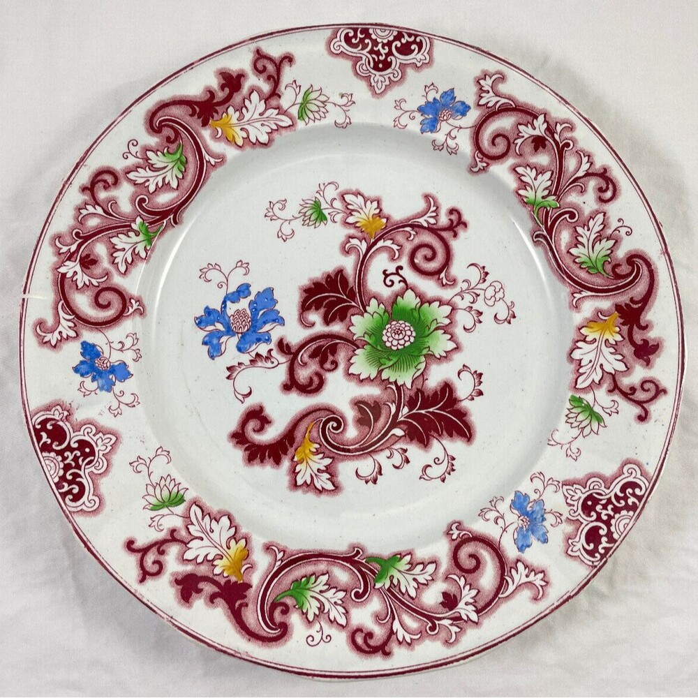 Francis Morley Aurora Dinner Plate Red Transferware Charger 10.5" C. 1845-1858